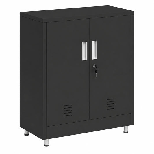 Armoire, réglable, avec rangement, avec étagères, en métal, coloris noir, pour la chambre