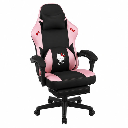 Bureau, en métal et tissu, coloris noir et rose, pour l’espace de travail