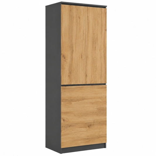 Armoire, avec rangement, avec portes, en chêne, 180,5 x 50 x 40 cm, coloris graphite, pour la chambre