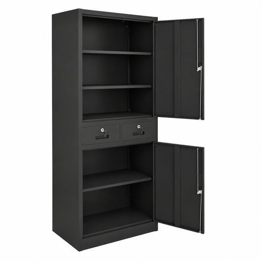 Armoire, avec rangement, avec tiroirs, avec portes, coloris noir, 80 x 40 x 180 cm, pour la chambre