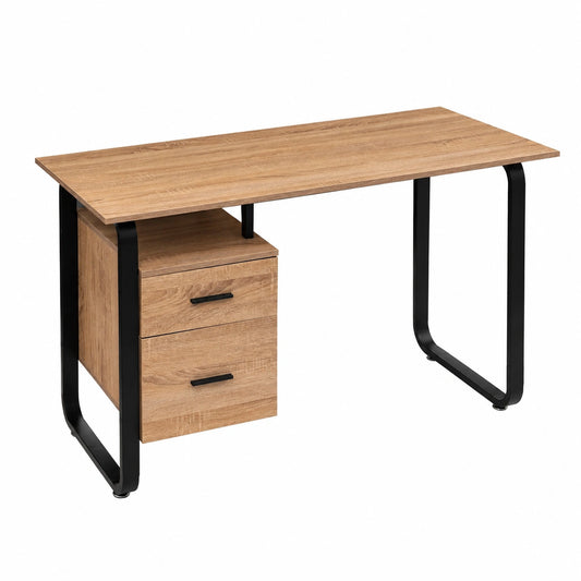 Bureau, en métal, avec tiroirs, coloris noir, 120 x 60 x 75 cm, pour l’espace de travail