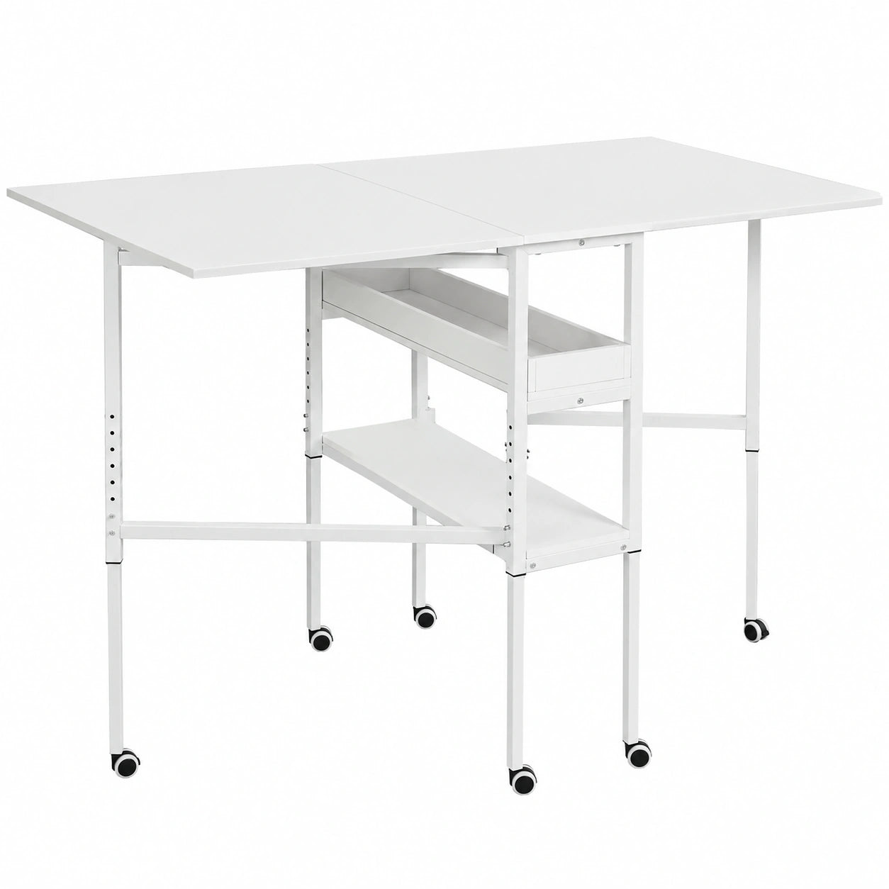 Bureau, réglable, avec rangement, sur roulettes, pour l’espace de travail
