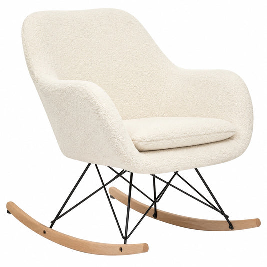 Bureau, en métal et tissu bouclette, coloris blanc, 65 x 80 x 83 cm, pour l’espace de travail