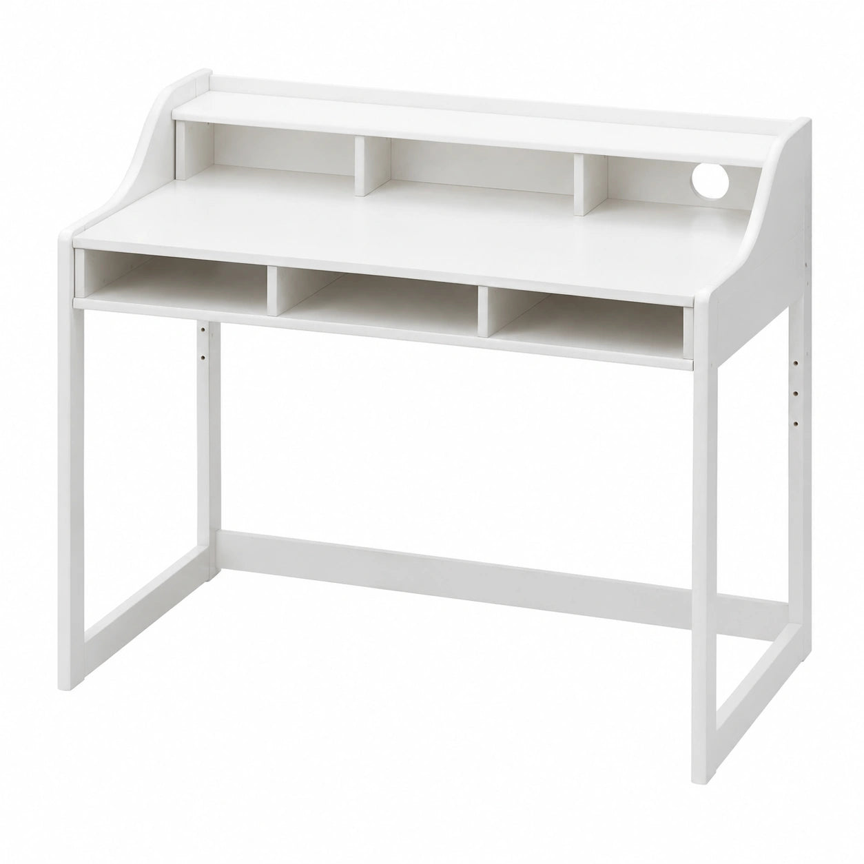 Bureau, réglable, avec rangement, coloris blanc, pour l’espace de travail