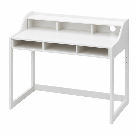 Bureau, réglable, avec rangement, coloris blanc, pour l’espace de travail