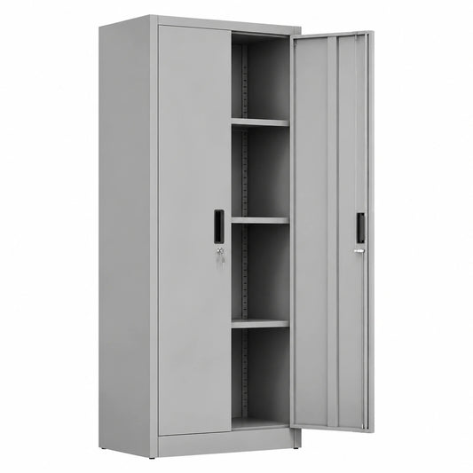 Armoire, en métal, réglable, avec rangement, avec étagères, coloris gris, pour la chambre