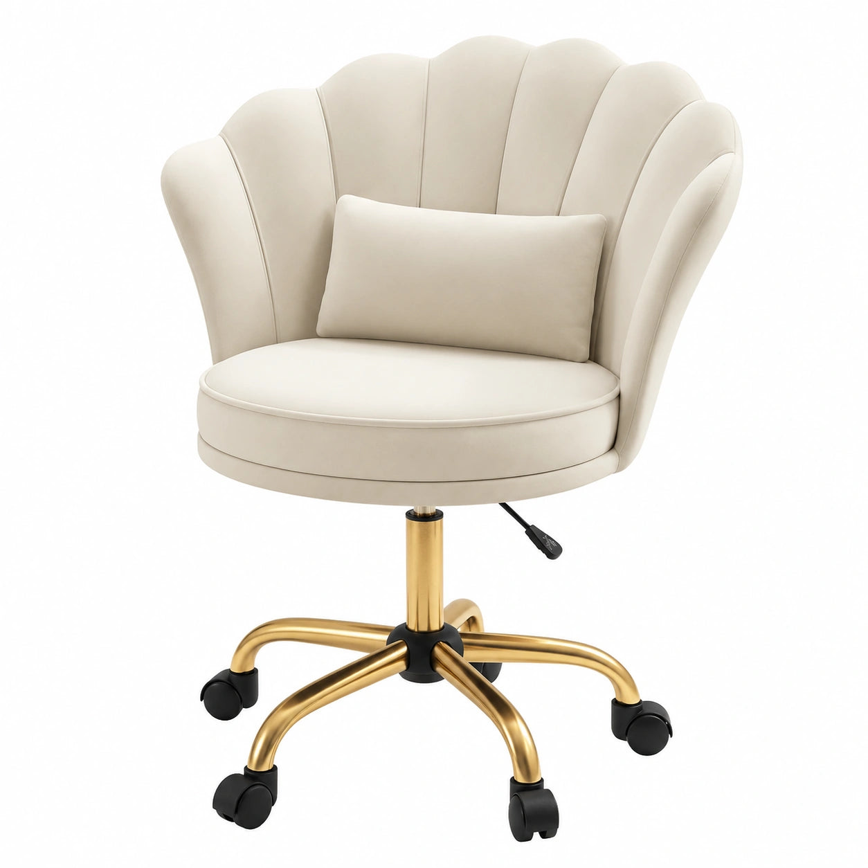 Coiffeuse, pivotant, réglable, en métal et velours, coloris beige, pour la chambre