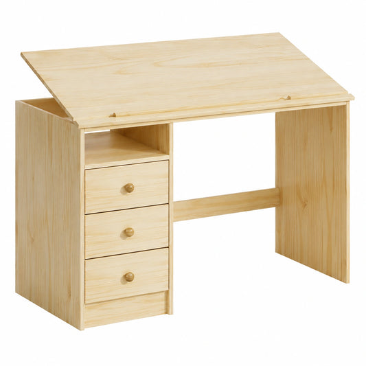Bureau, avec rangement, avec tiroirs, coloris naturel, pour l’espace de travail